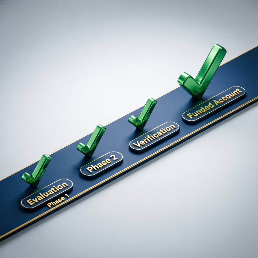 Prop firm challenge passing process from evaluation to funded account