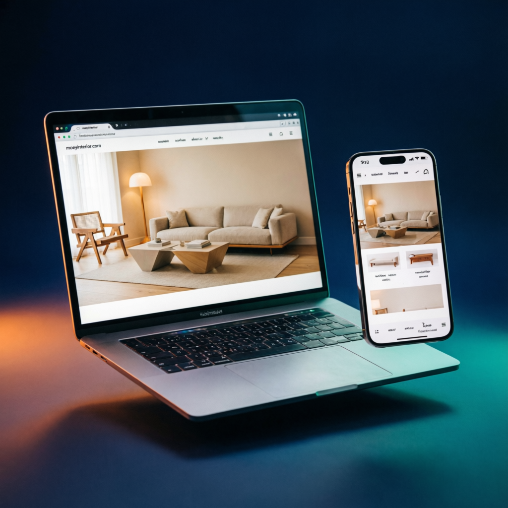 Mockup Layar Website Custom di Laptop dan Handphone