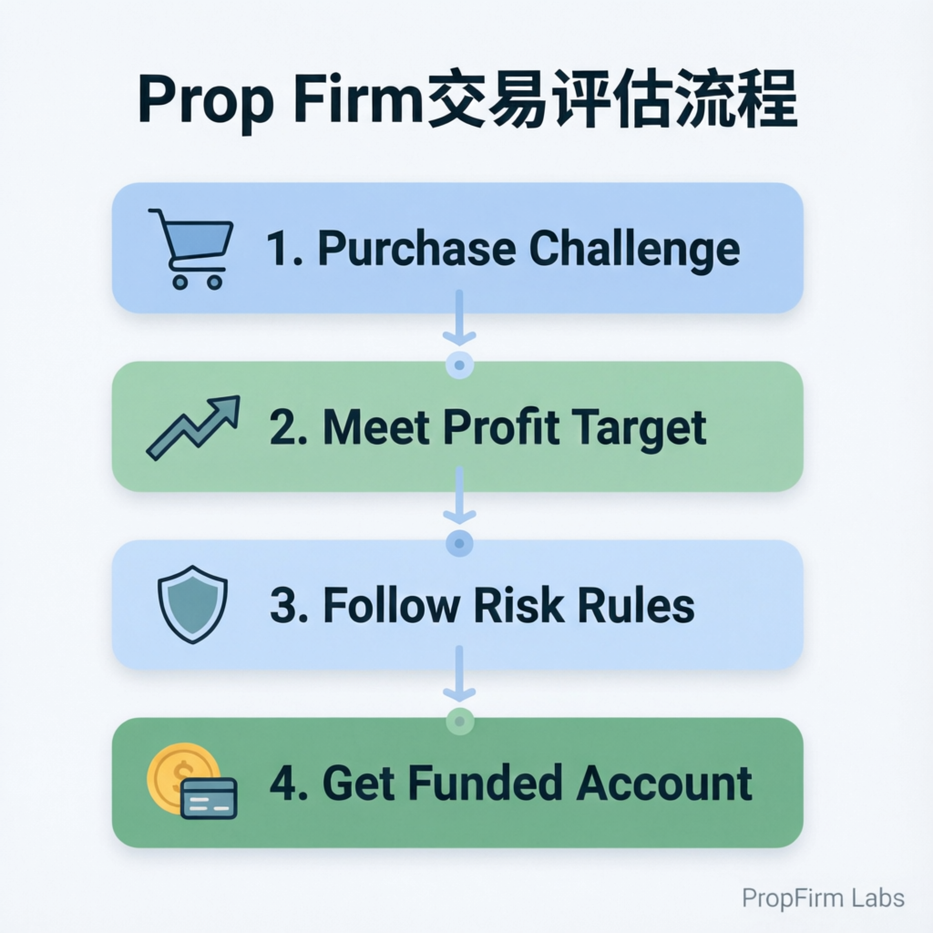 Prop Firm Trading Evaluation Process infographic