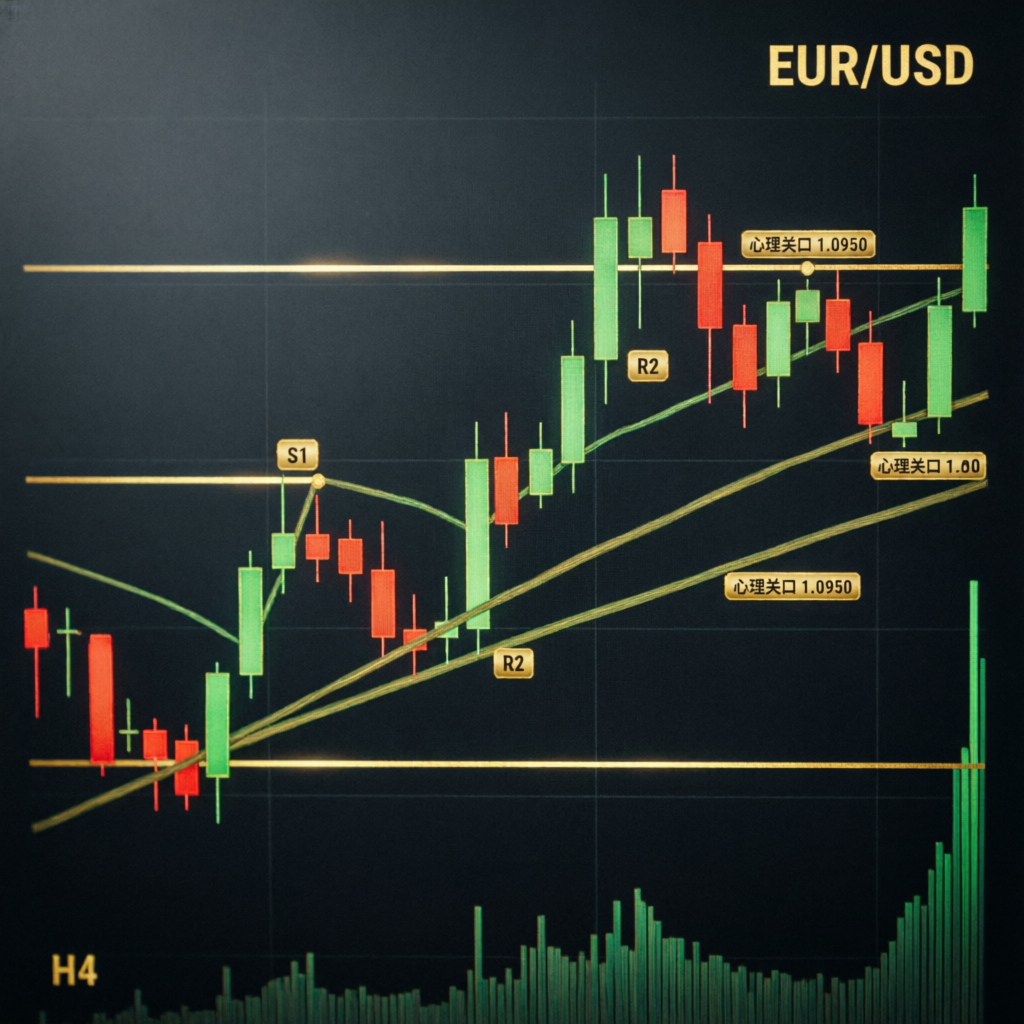 Technical forex chart analysis with candlestick patterns and support resistance levels