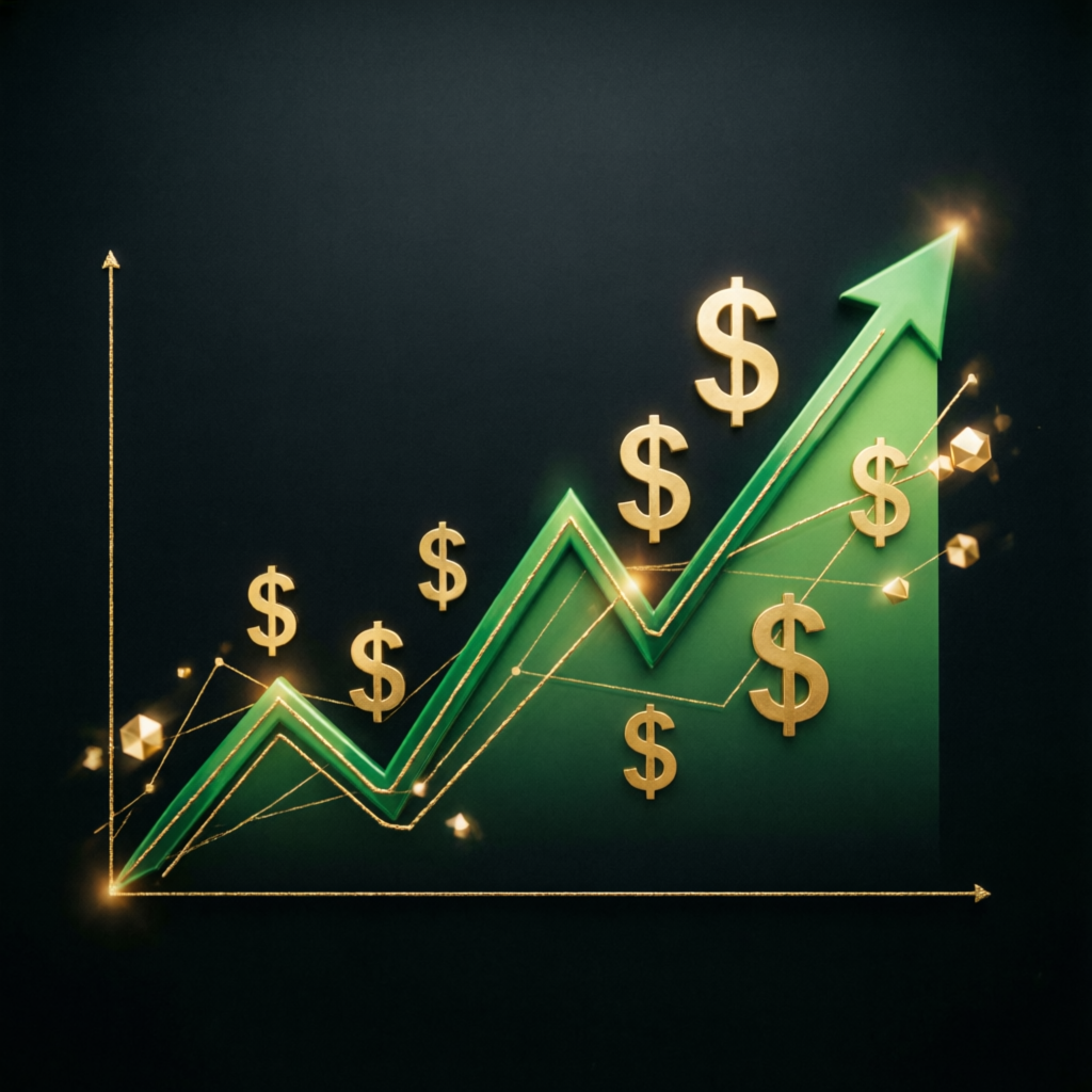 Financial growth chart showing funded account profit growth with prop firm passing service