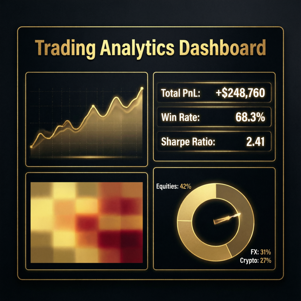 Trading analytics dashboard showing Topstep performance metrics