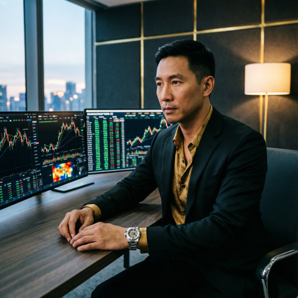Professional forex trader analyzing Topstep prop firm dashboard