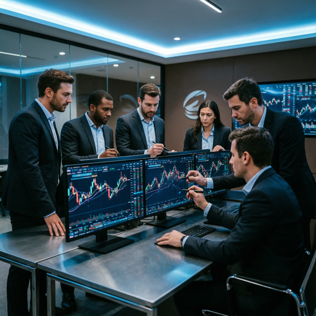 Professional trading team at PFM Capitals managing funded accounts