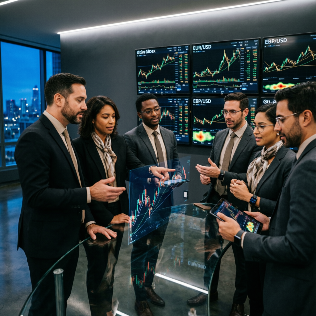 Professional team of forex trading experts at PFM Capitals managing prop firm challenges and funded accounts