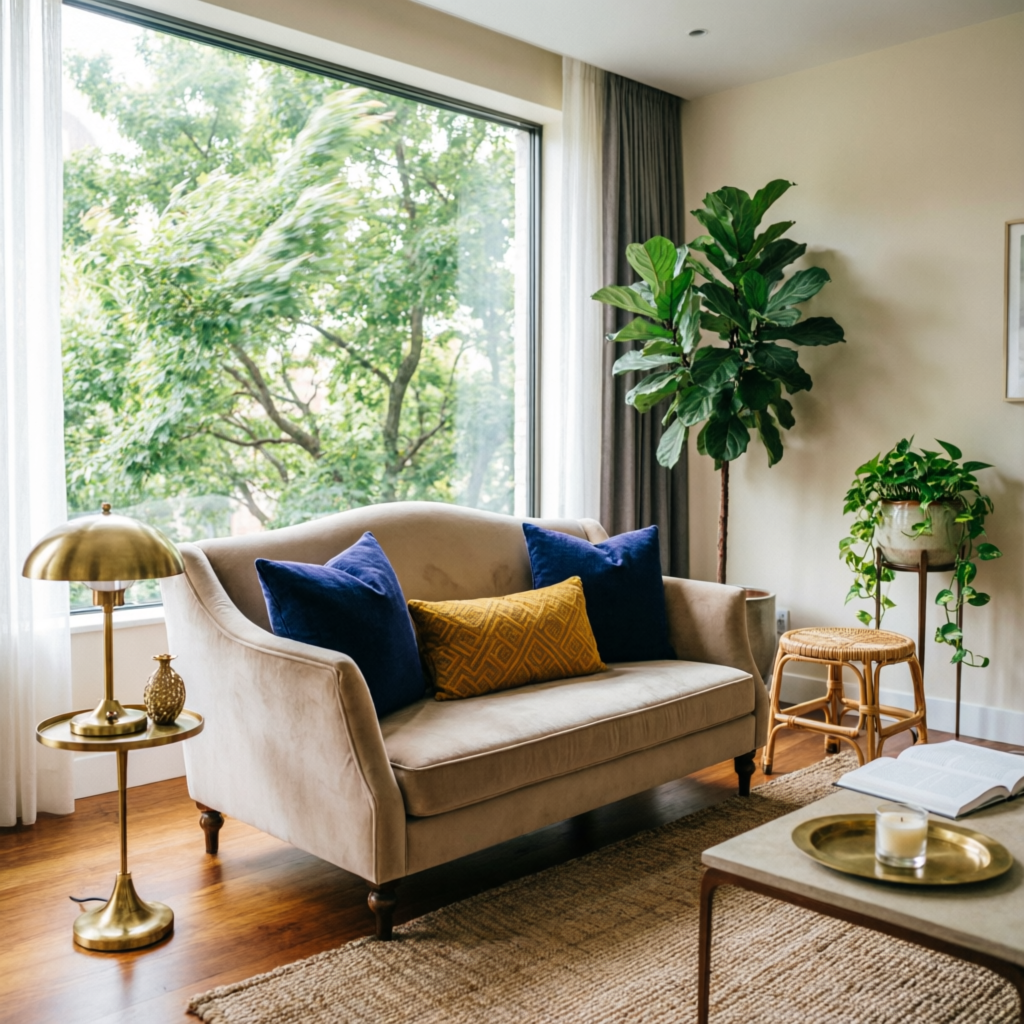 Warm residential interior in South Delhi