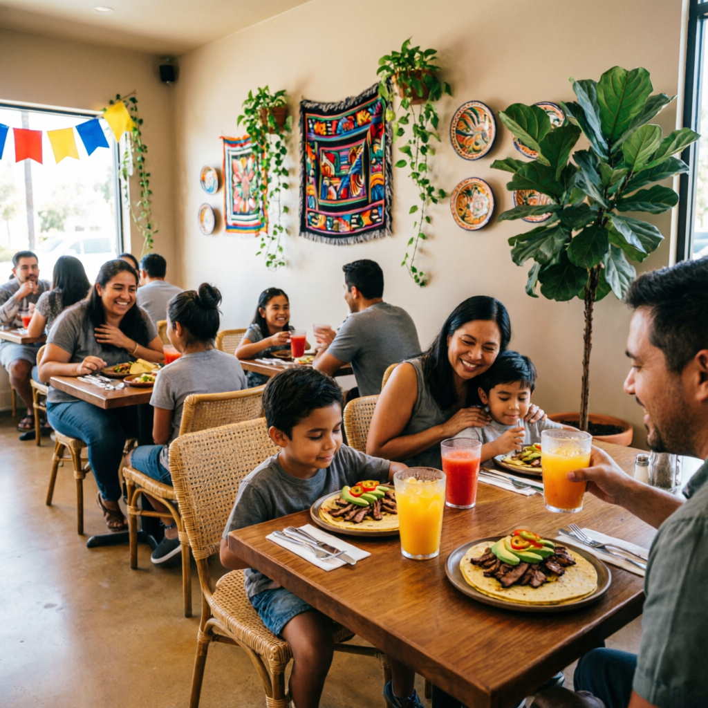 Clientes felices en el restaurante
