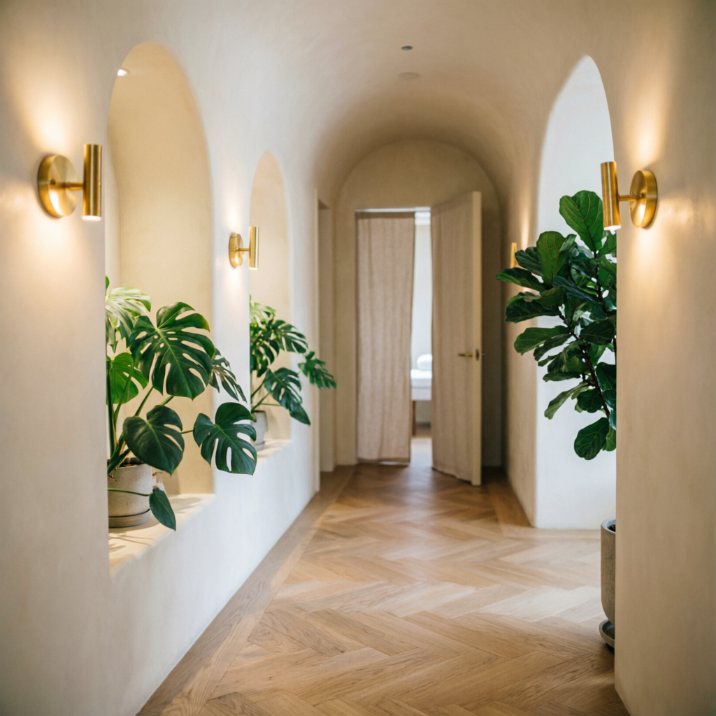 Calm spa corridor at Elora DayNight Wellness Spa location in Gautam Nagar