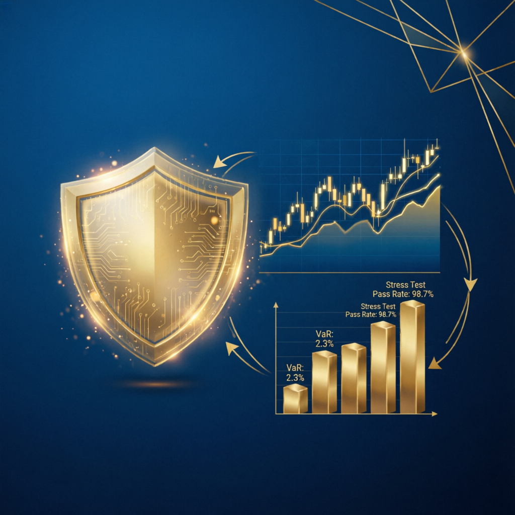 Risk management shield protecting trading capital