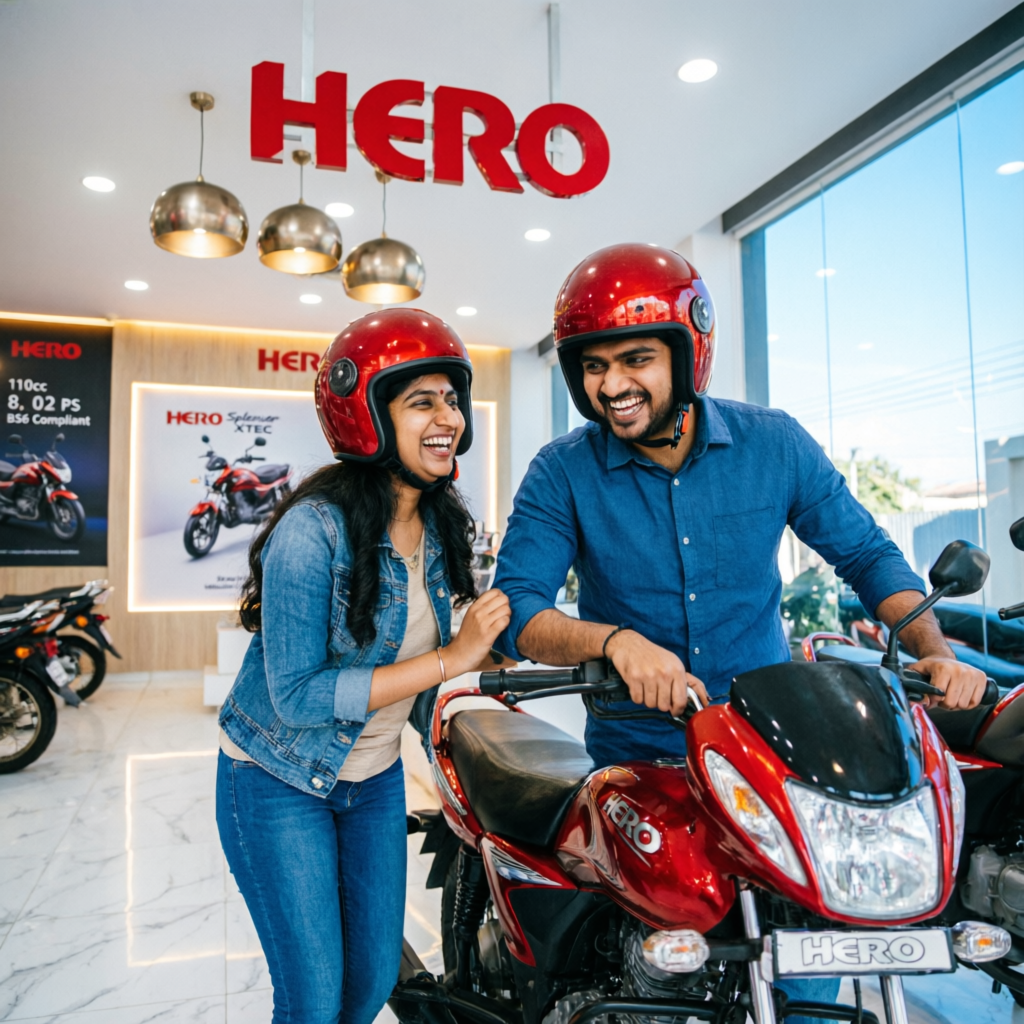Shri Kushal Gurudev Auto Hero Showroom Interior in Panduka Gariaband