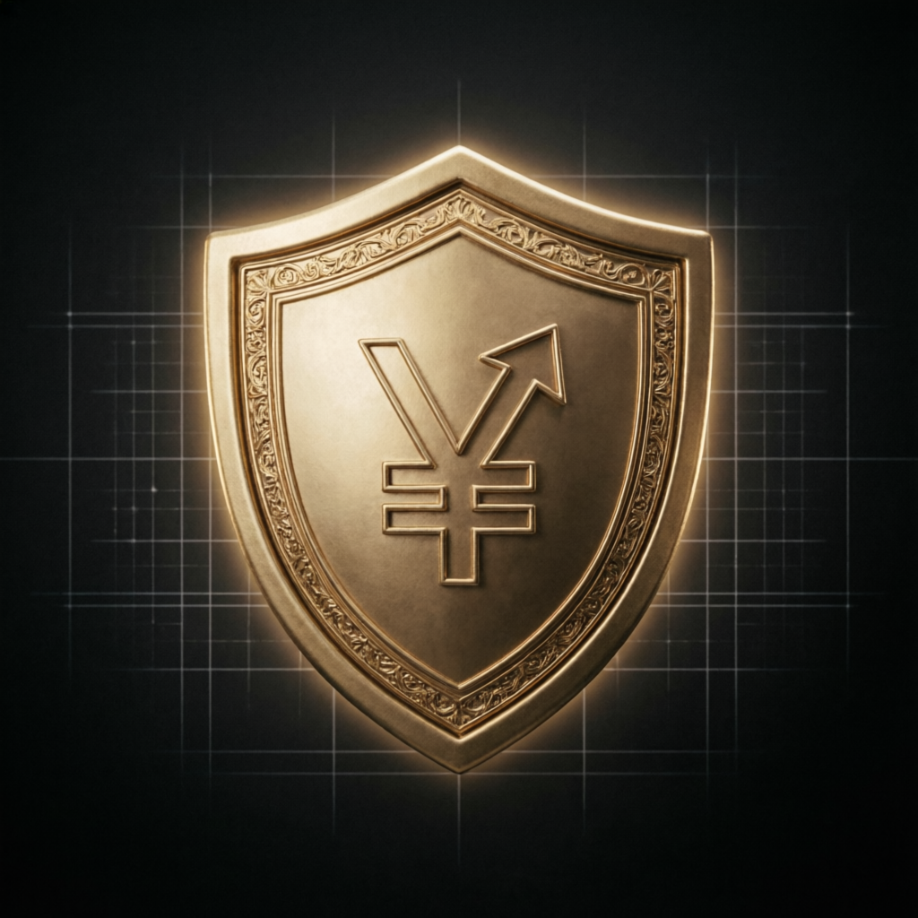 Golden shield representing risk management and capital protection in prop firm trading