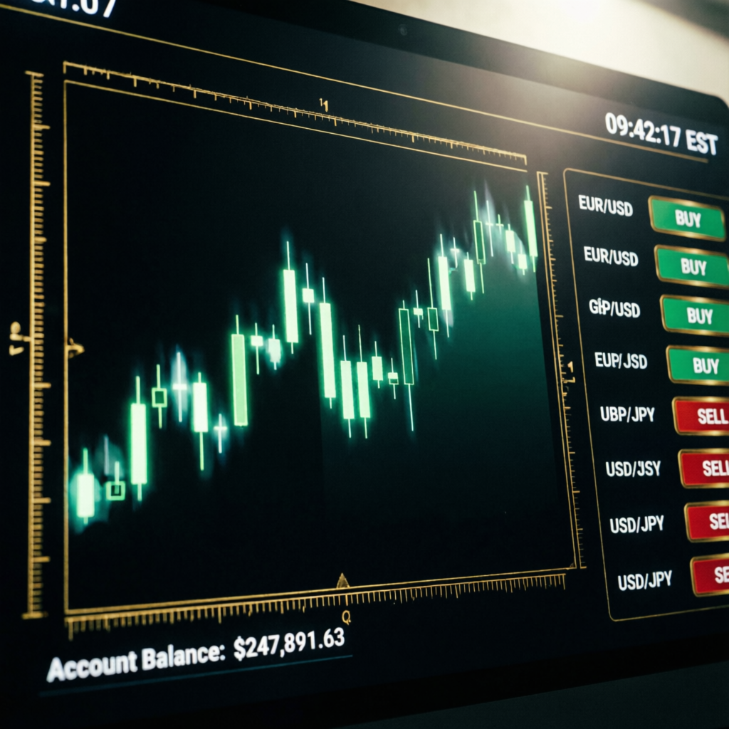 Professional Apex Trader Funding dashboard with live candlestick charts and account balance