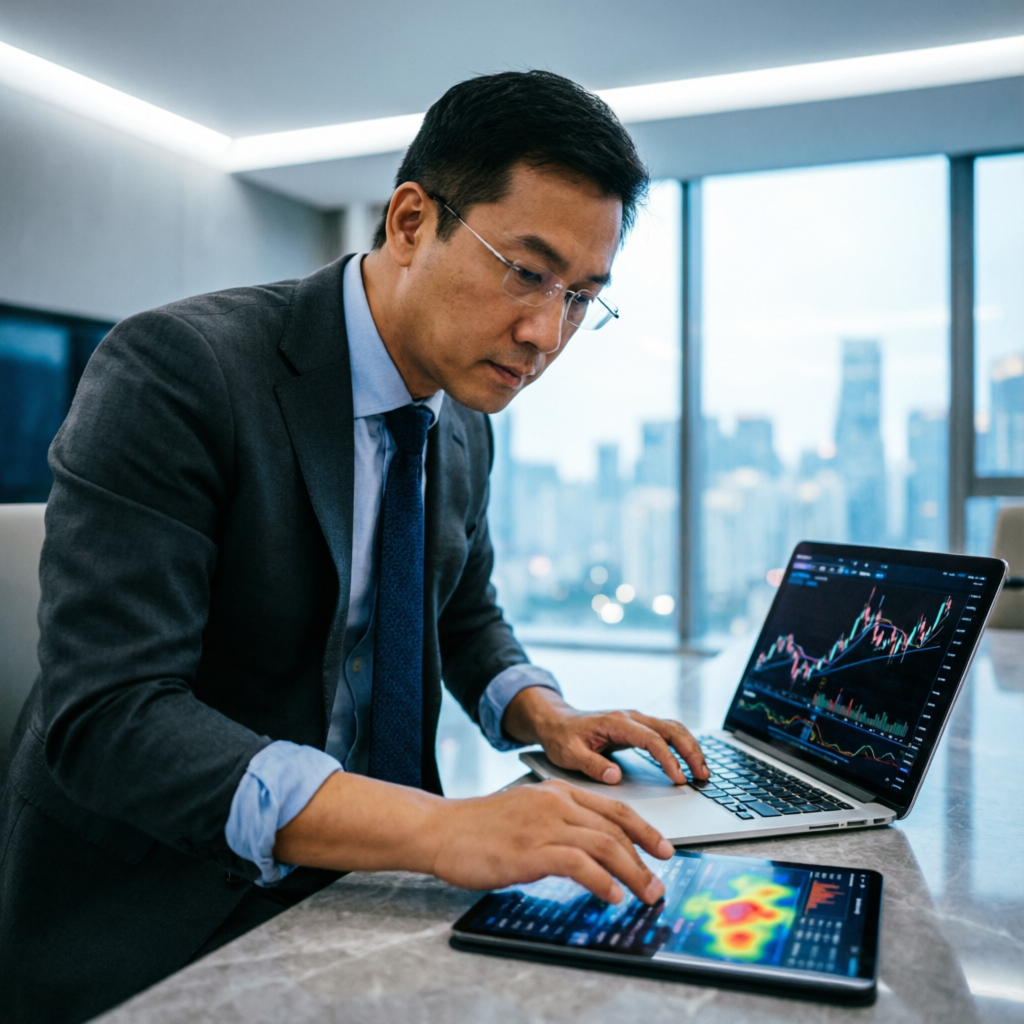 Trader analyzing market data
