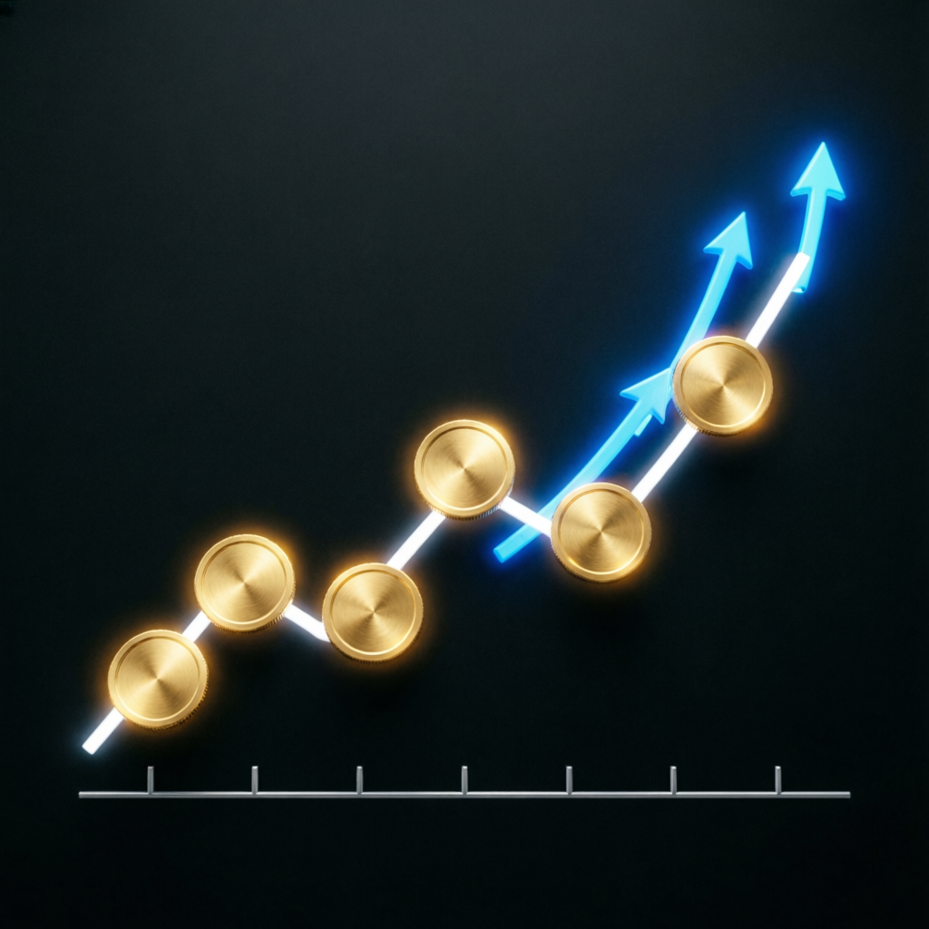Financial growth chart showing consistent profits from funded account management