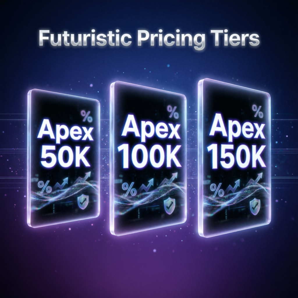 Futuristic Pricing Tiers - Apex 50K 100K 150K Account Comparison