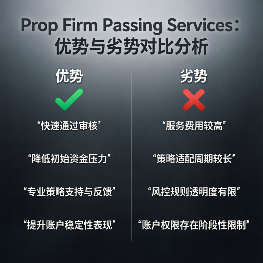 Advantages and disadvantages comparison analysis for prop firm passing services