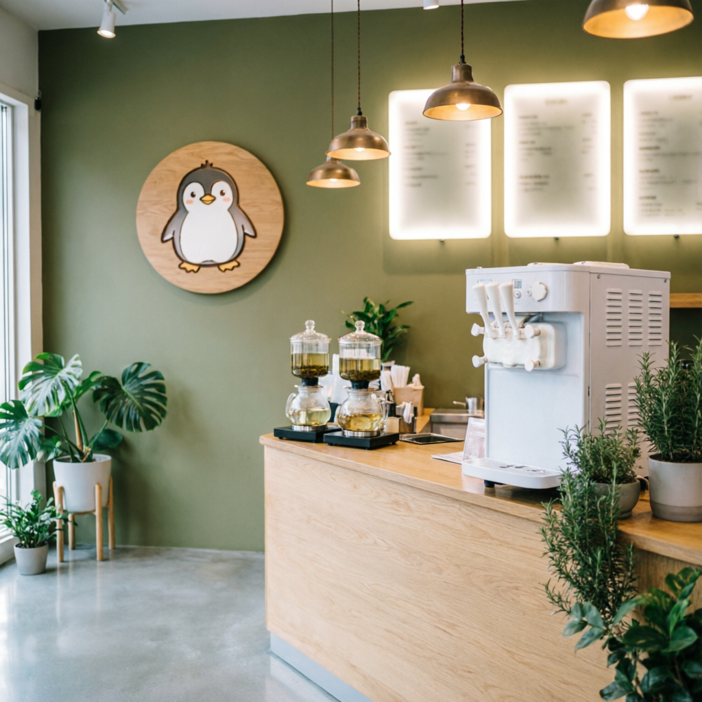 ChaJoy style modern tea and ice cream store interior