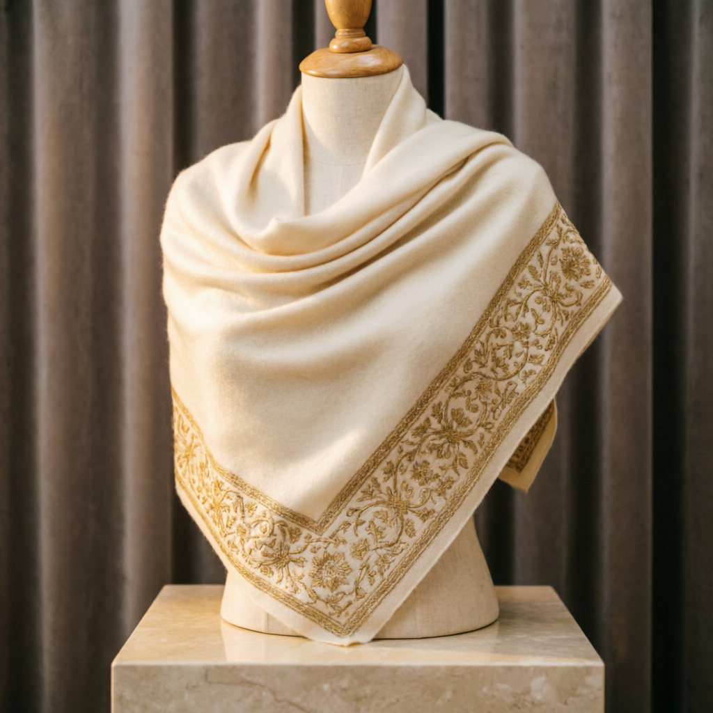 Hand-Embroidered Cashmere Pashminas