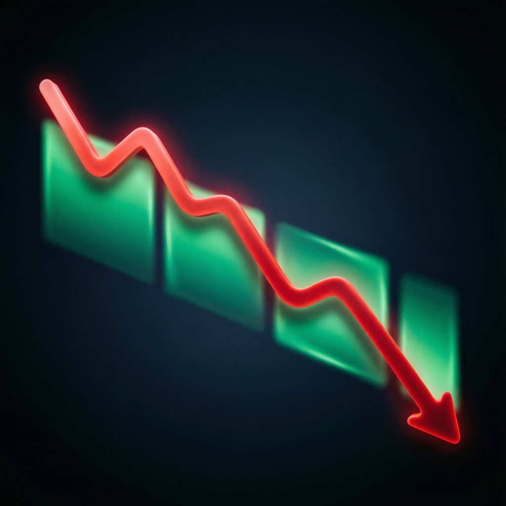 Visualization of trailing drawdown concept showing descending red line with profit zones