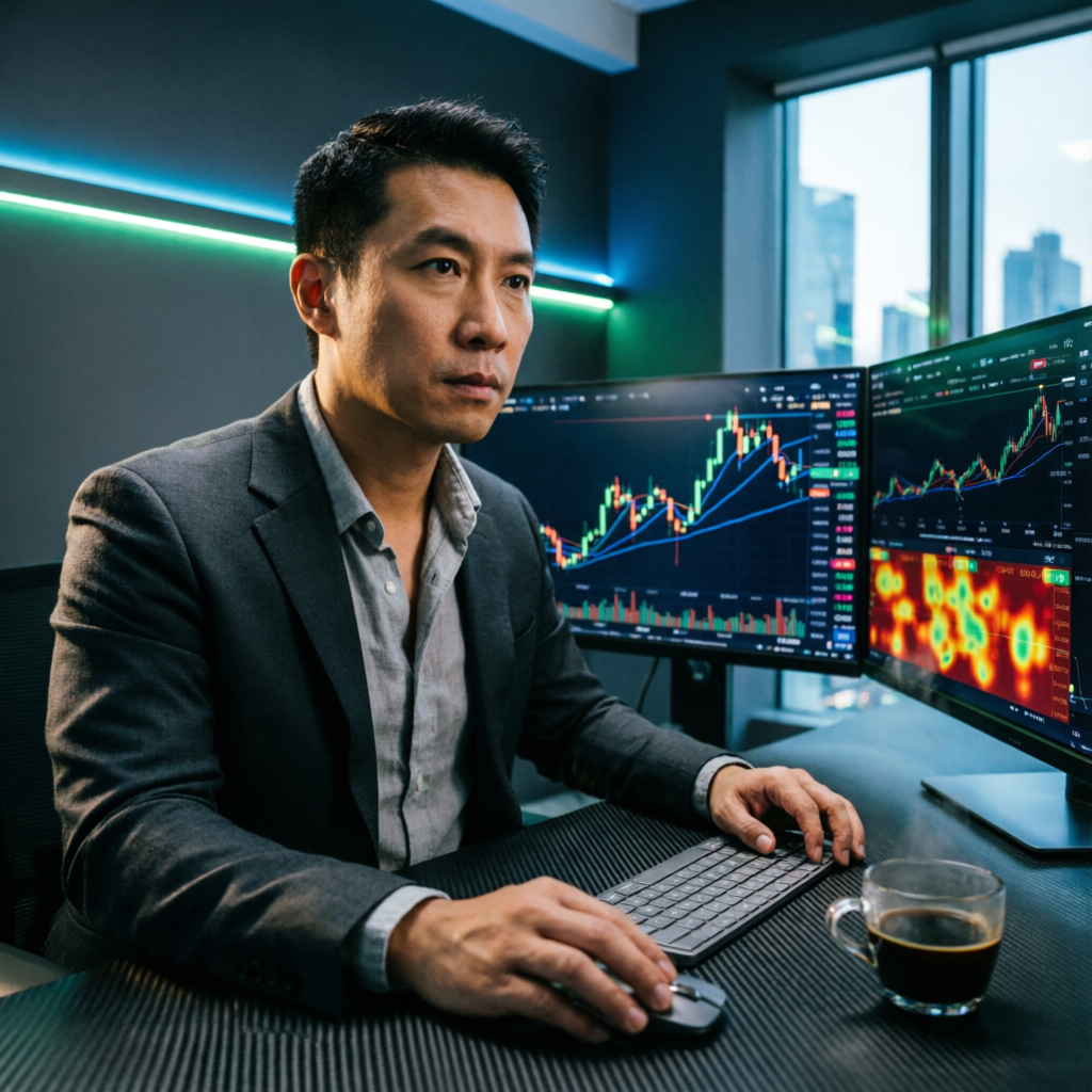 Professional forex trader analyzing Apex Trader Funding charts with trailing drawdown rules