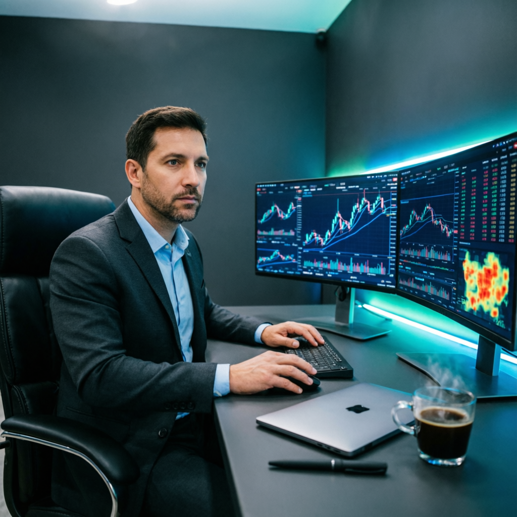 Professional futures trader analyzing Apex Trader Funding charts