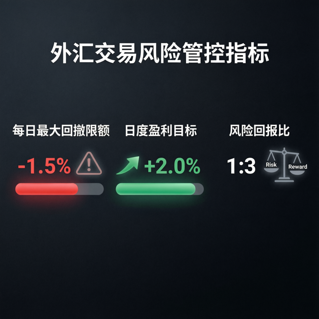 Risk management metrics showing daily drawdown and profit targets