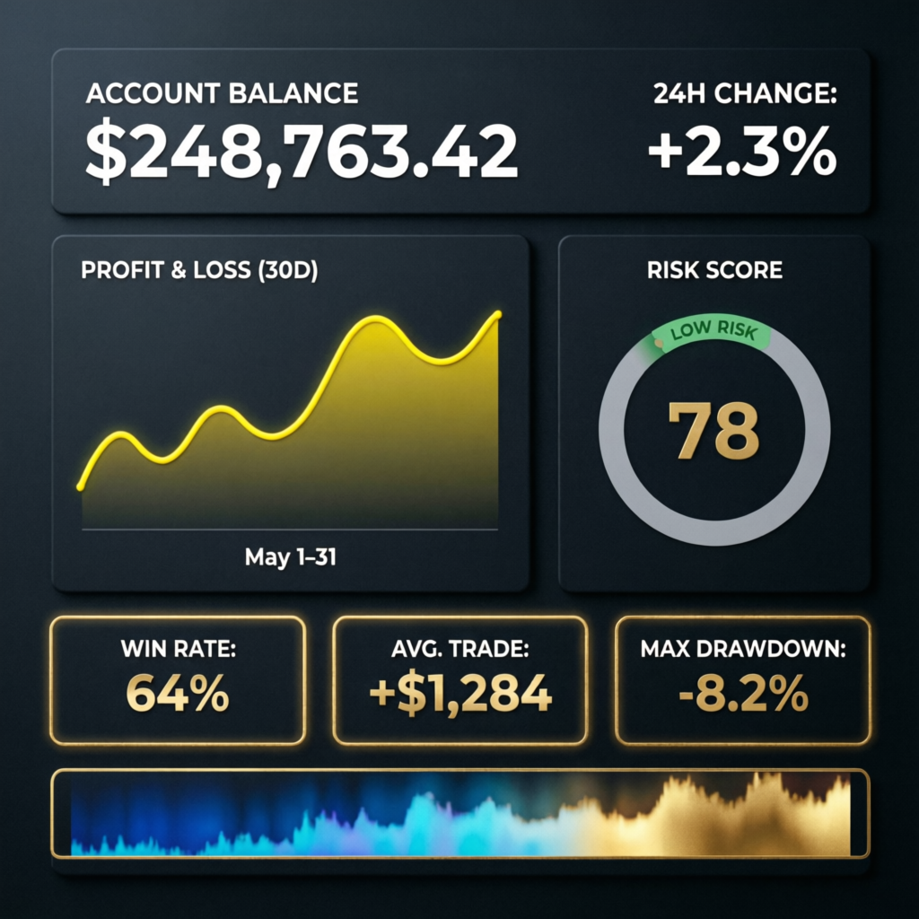 Apex Trader Funding Dashboard showing account balance and performance metrics