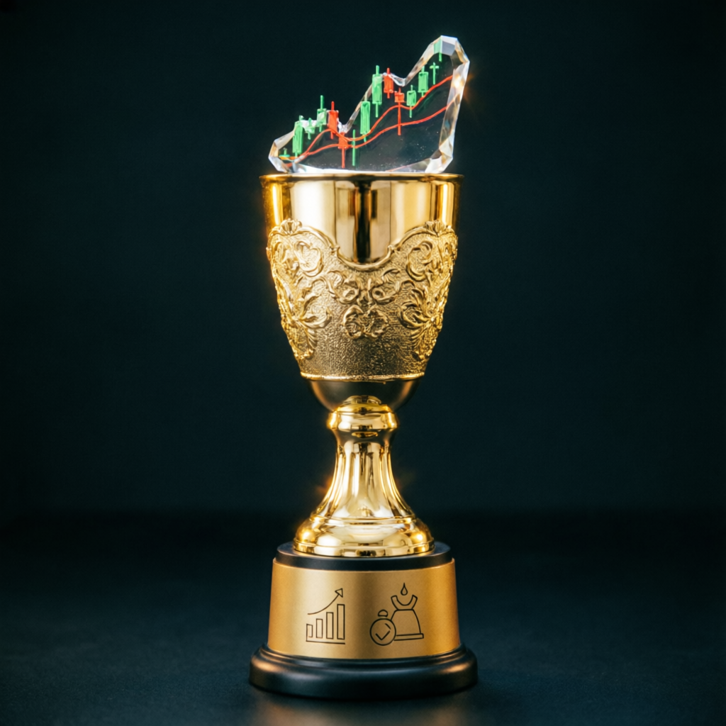 Golden trophy representing Apex Trader Funding success and achievement