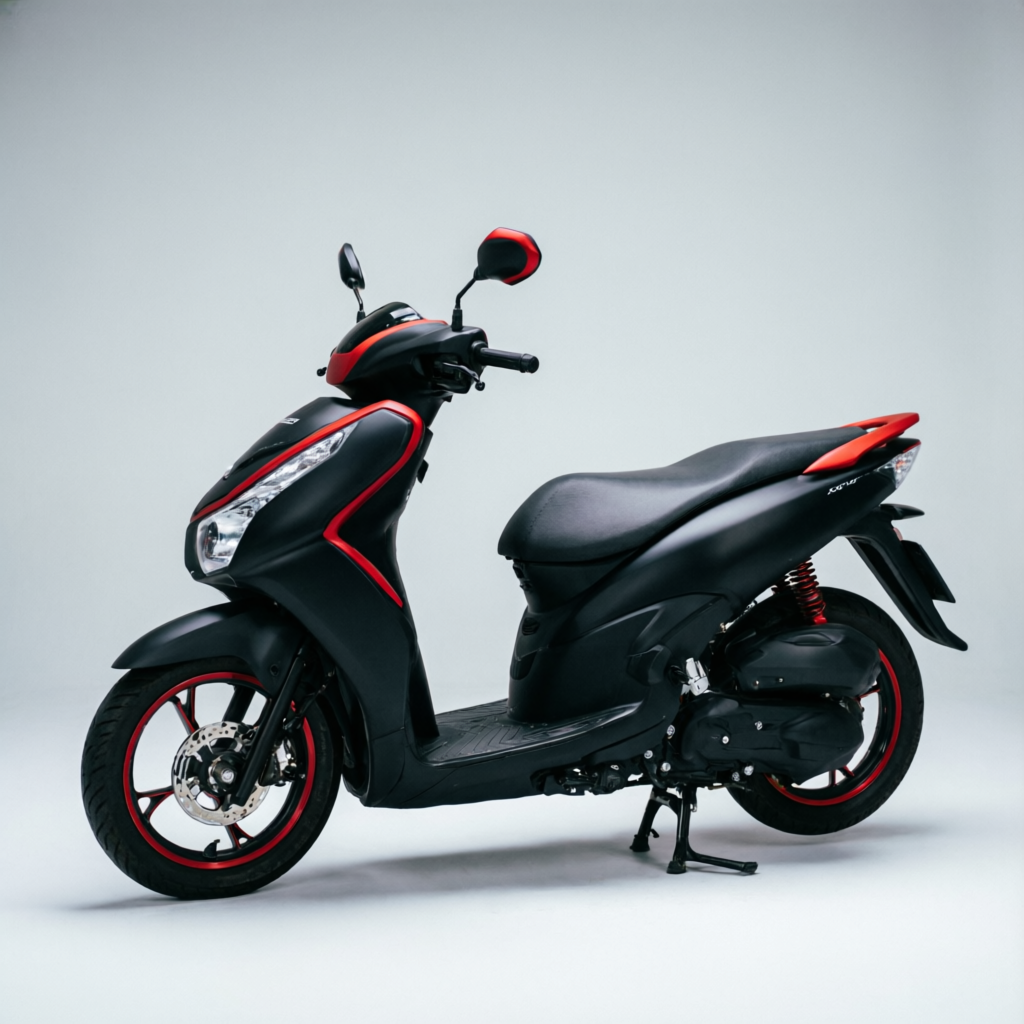 Matte black Honda Air Blade automatic scooter with red accents