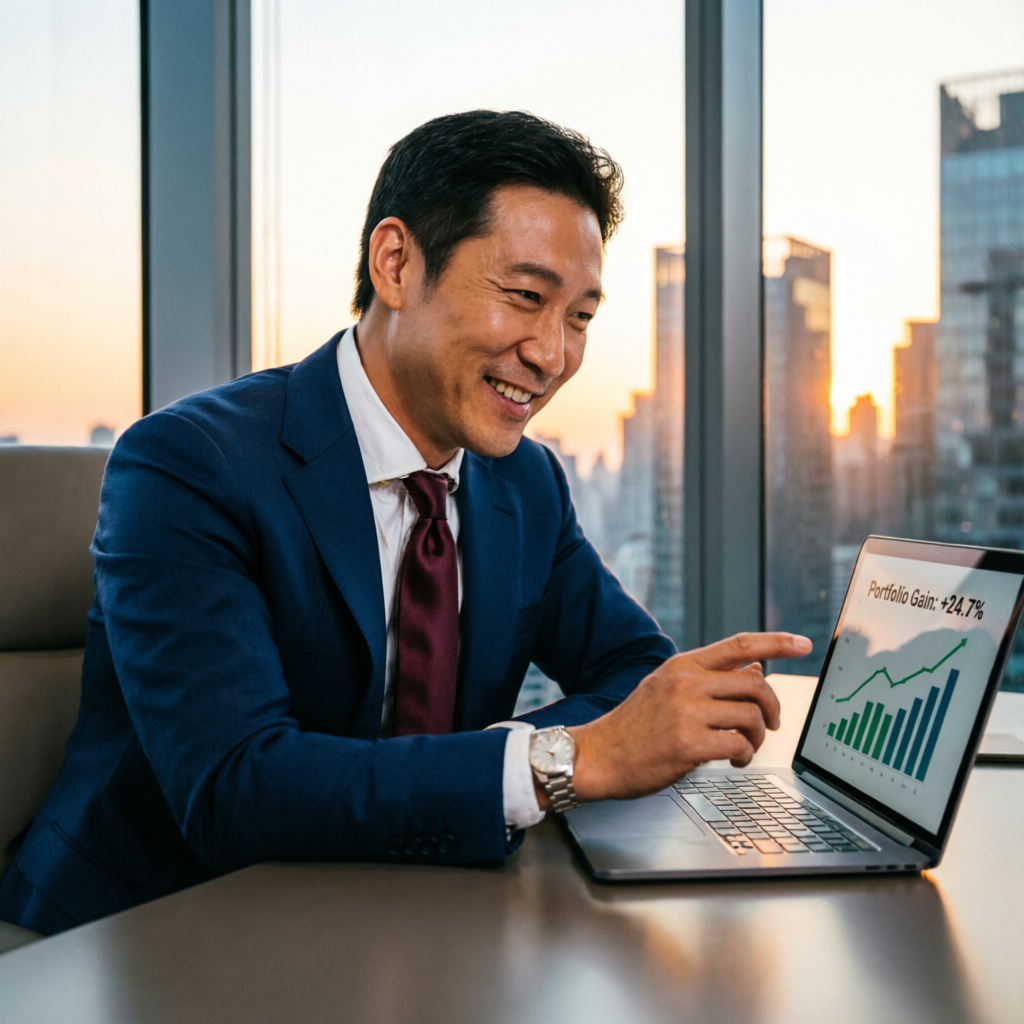 Successful funded trader reviewing profits from My Funded Futures account management service
