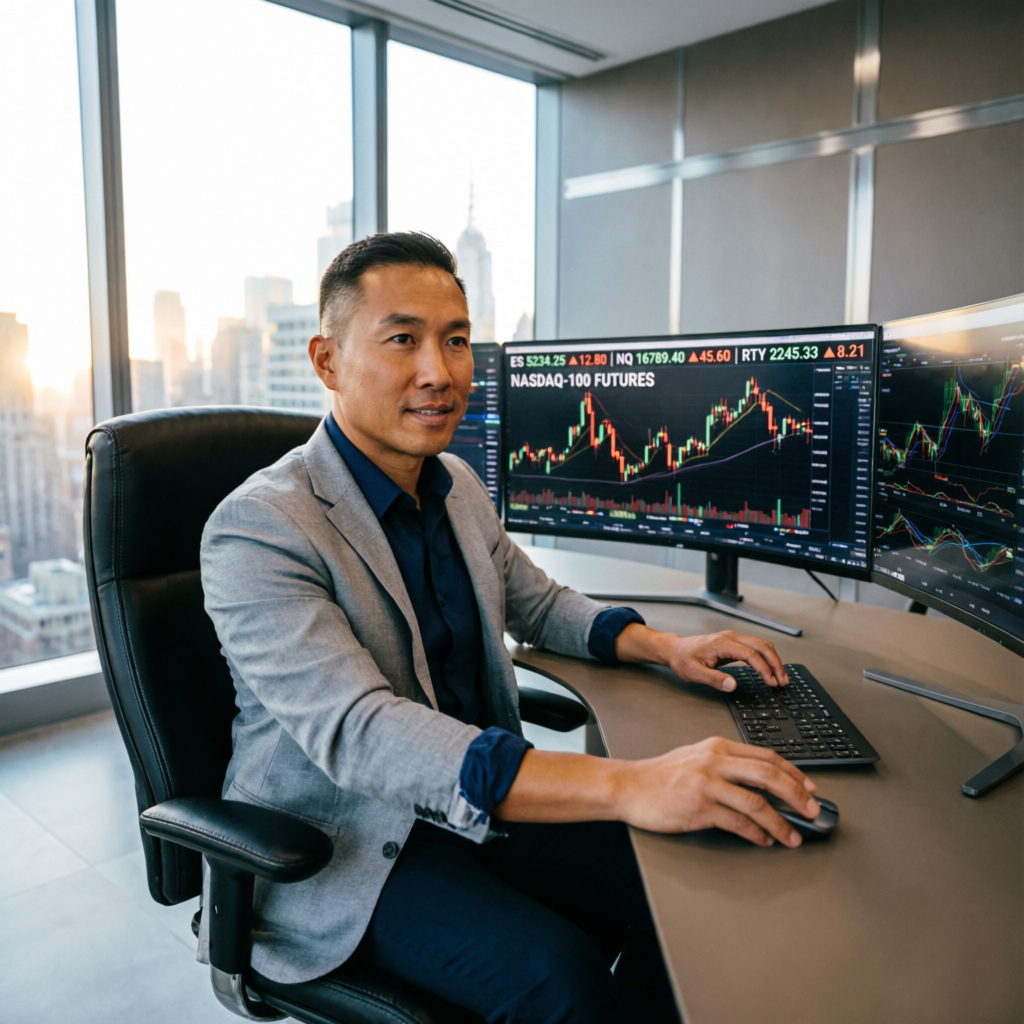 Professional prop firm trader managing funded account