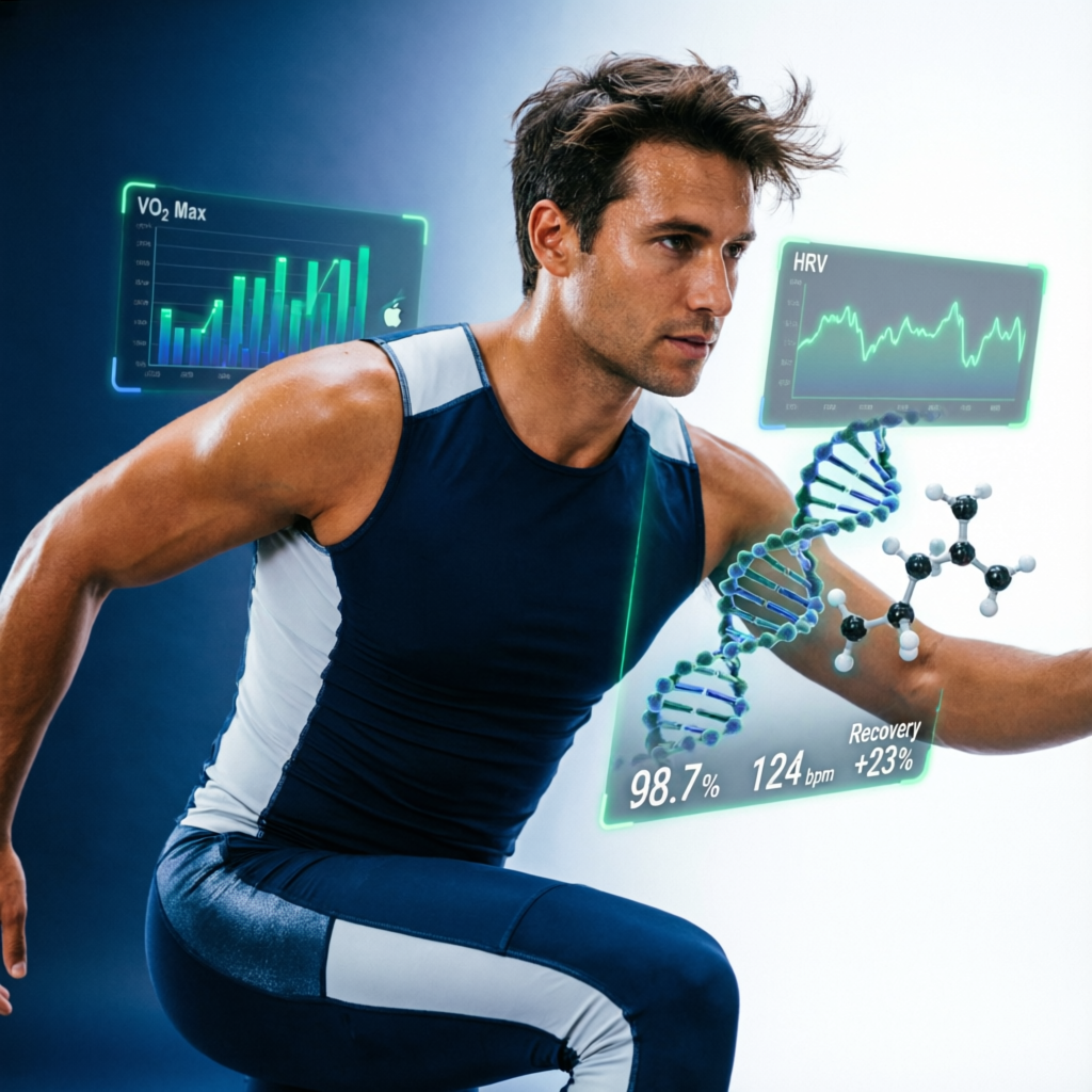 Functional athlete with biometric overlays