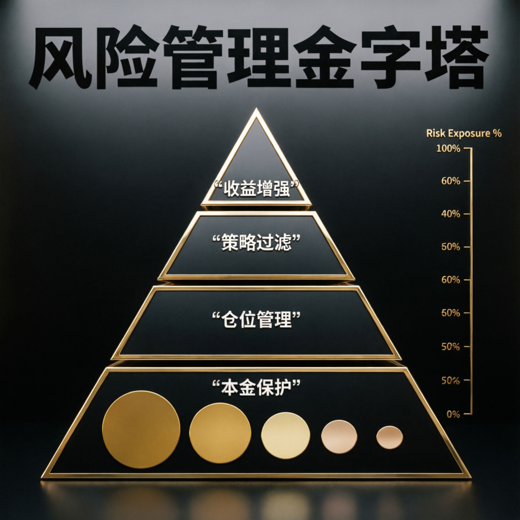 Risk management pyramid showing position sizing hierarchy for Topstep funded accounts