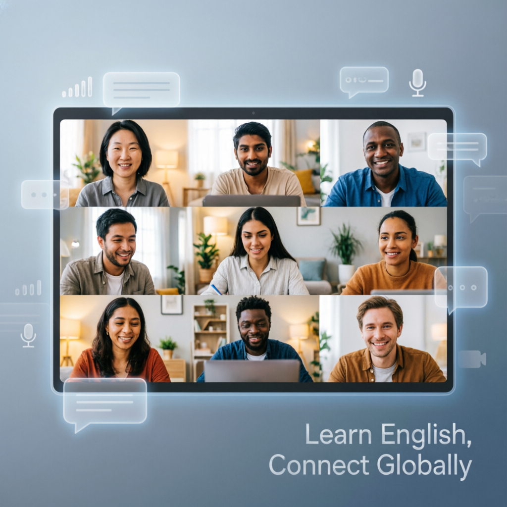 Students learning English online