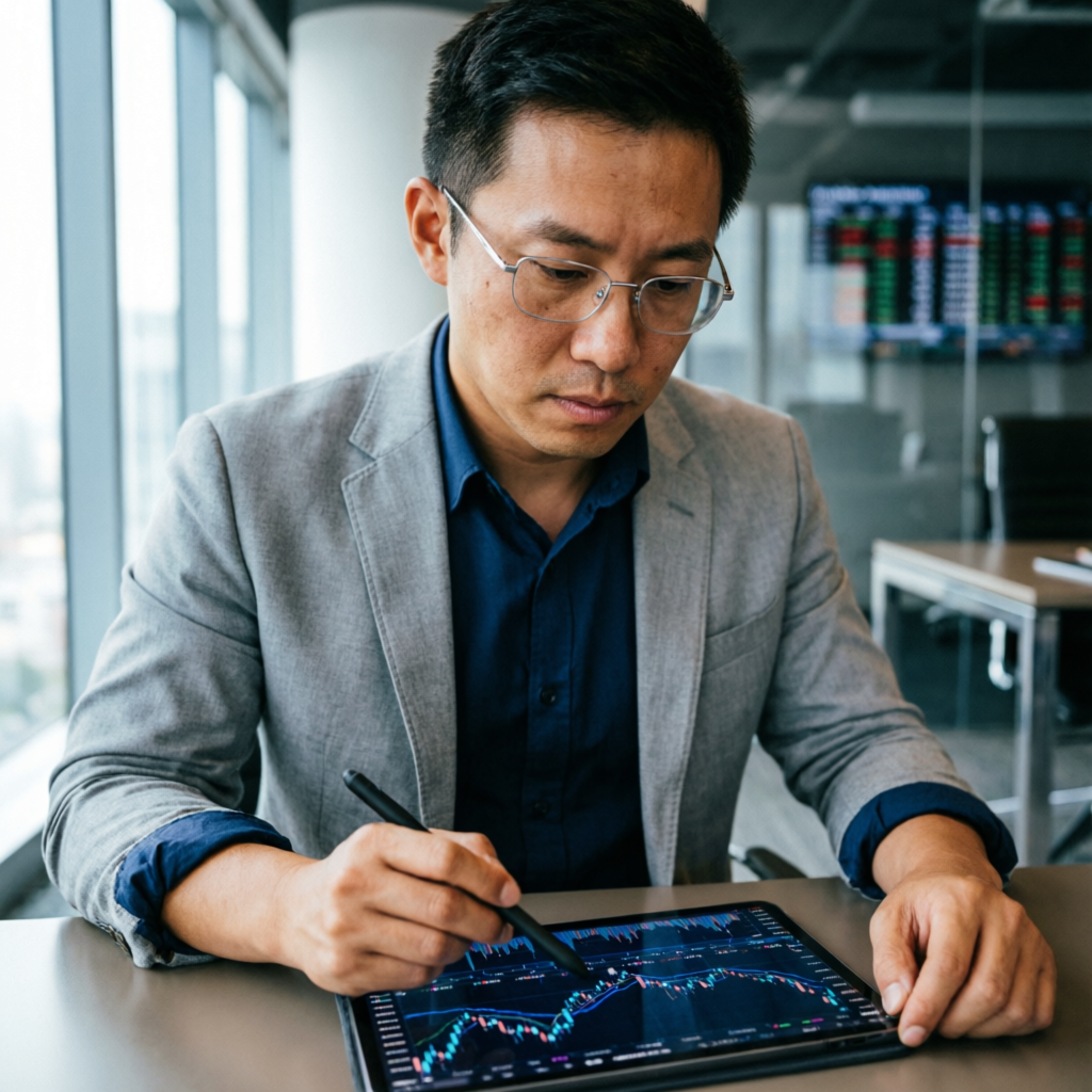 Professional Trader Analyzing Charts