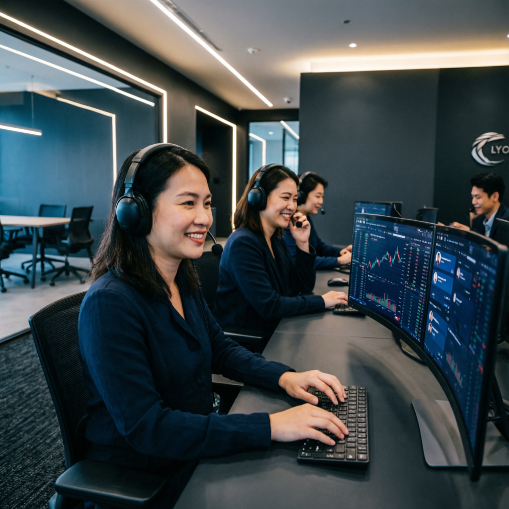 Professional customer support team helping traders