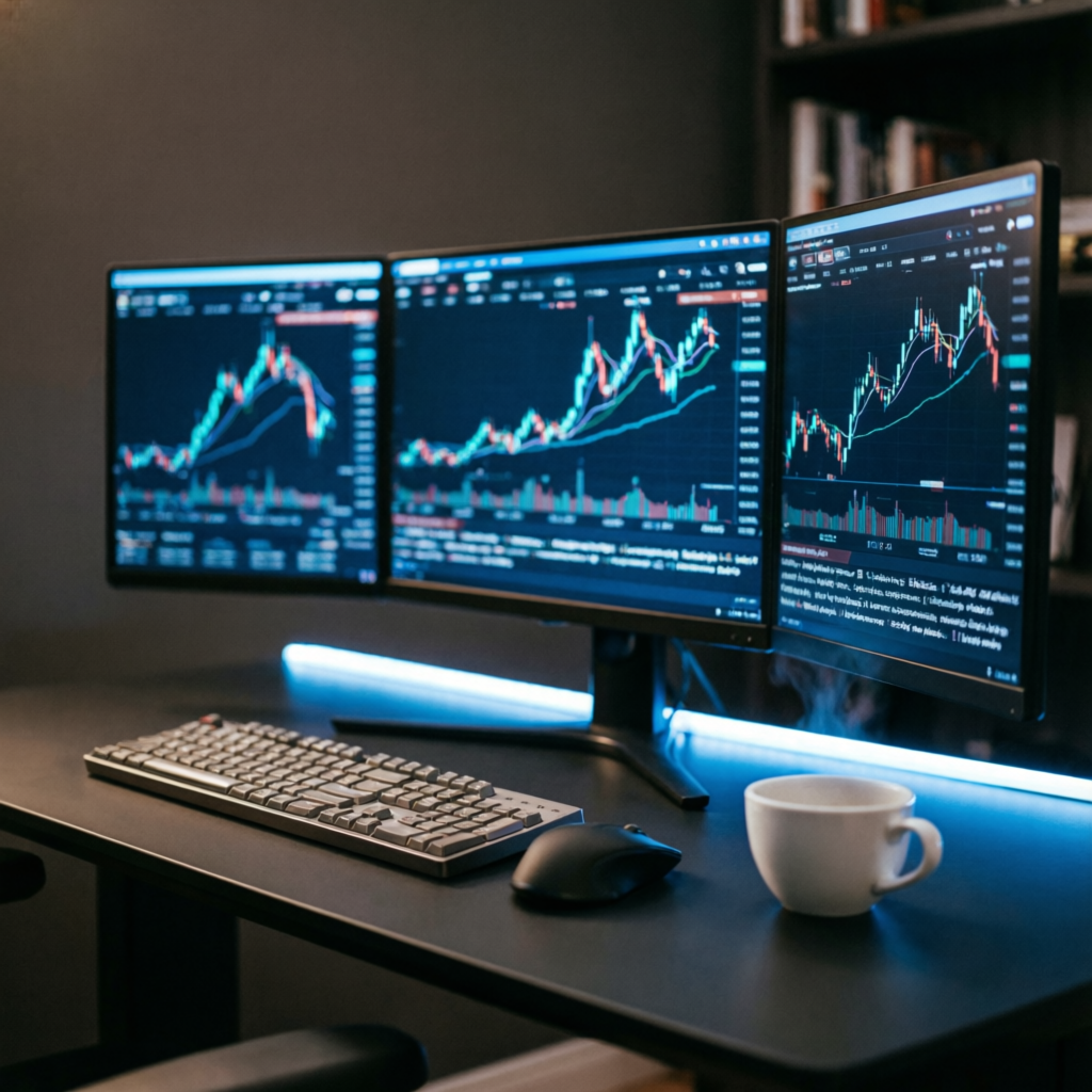 Modern forex trading workspace with professional setup