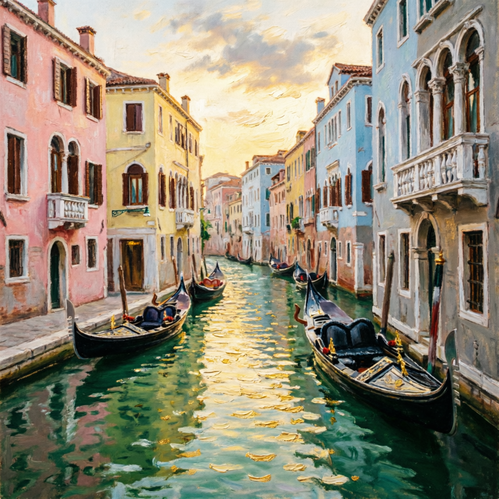 Venice canal painting by Pavel Kuragin