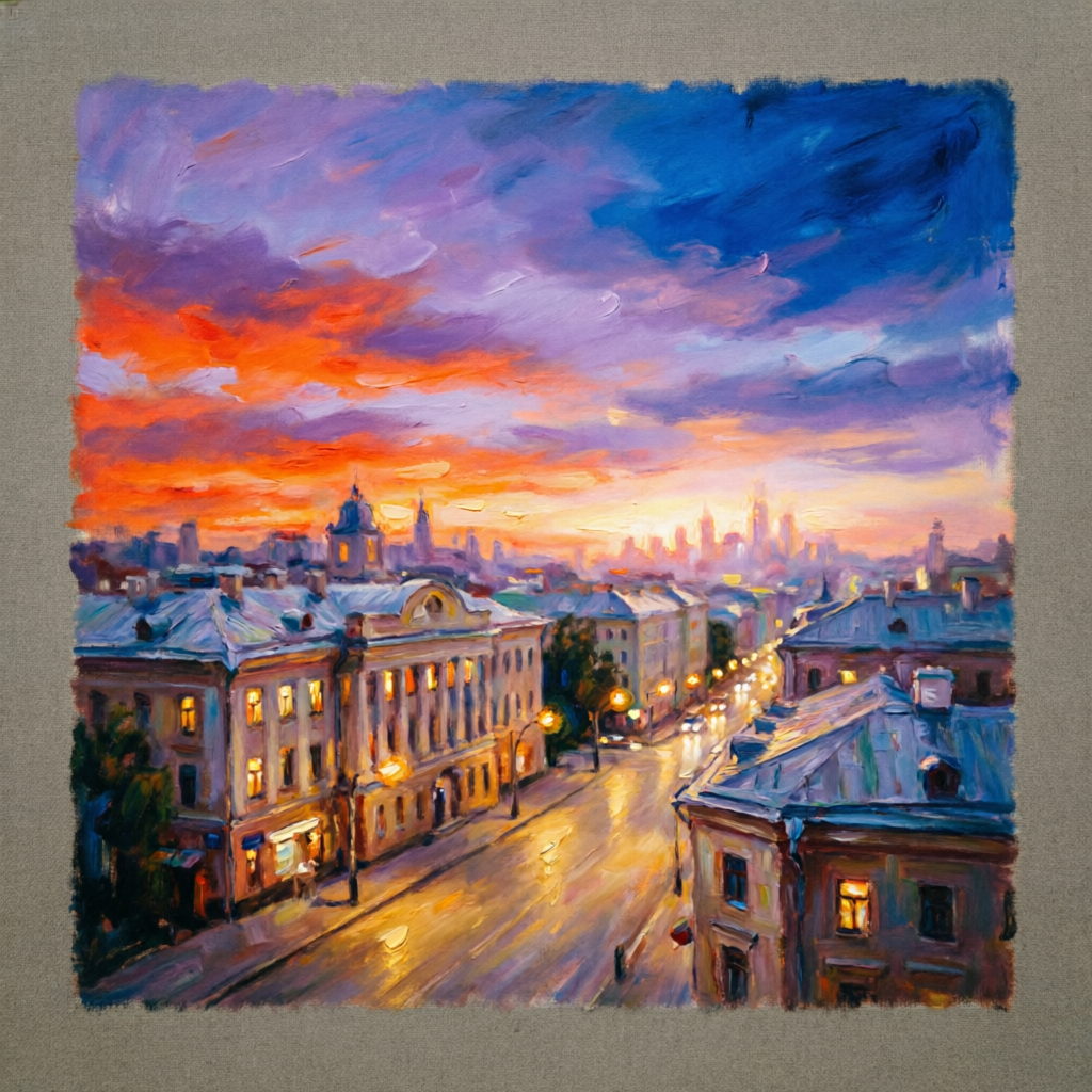 Featured painting - Evening City