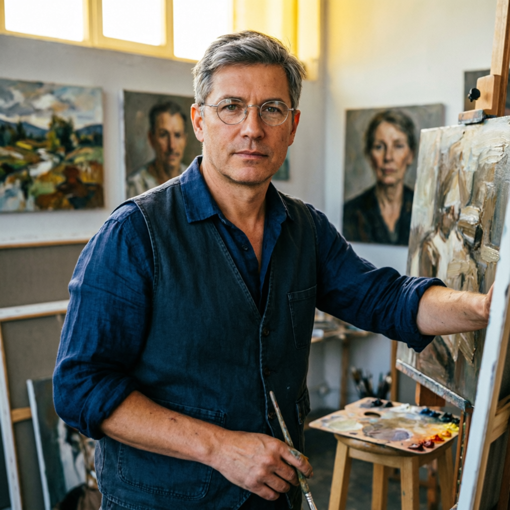 Pavel Kuragin in his studio