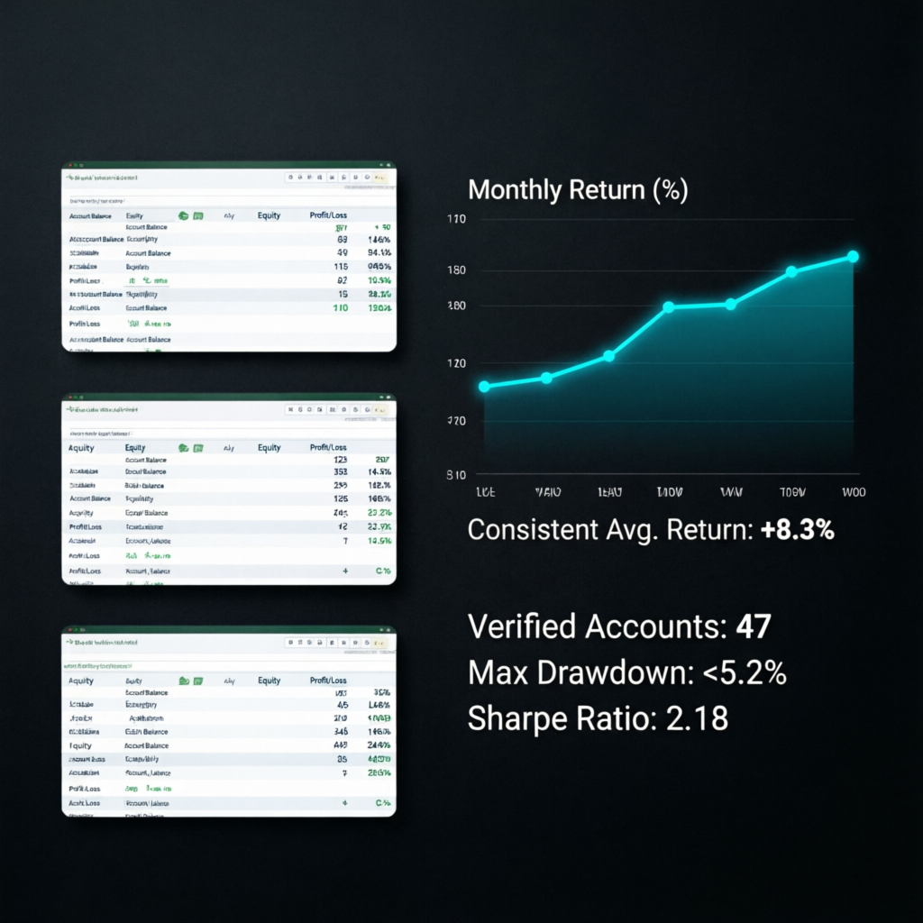 PFM Capitals Professional Forex Account Management Results Portfolio Showing Consistent Monthly Returns and Verified Account Performance