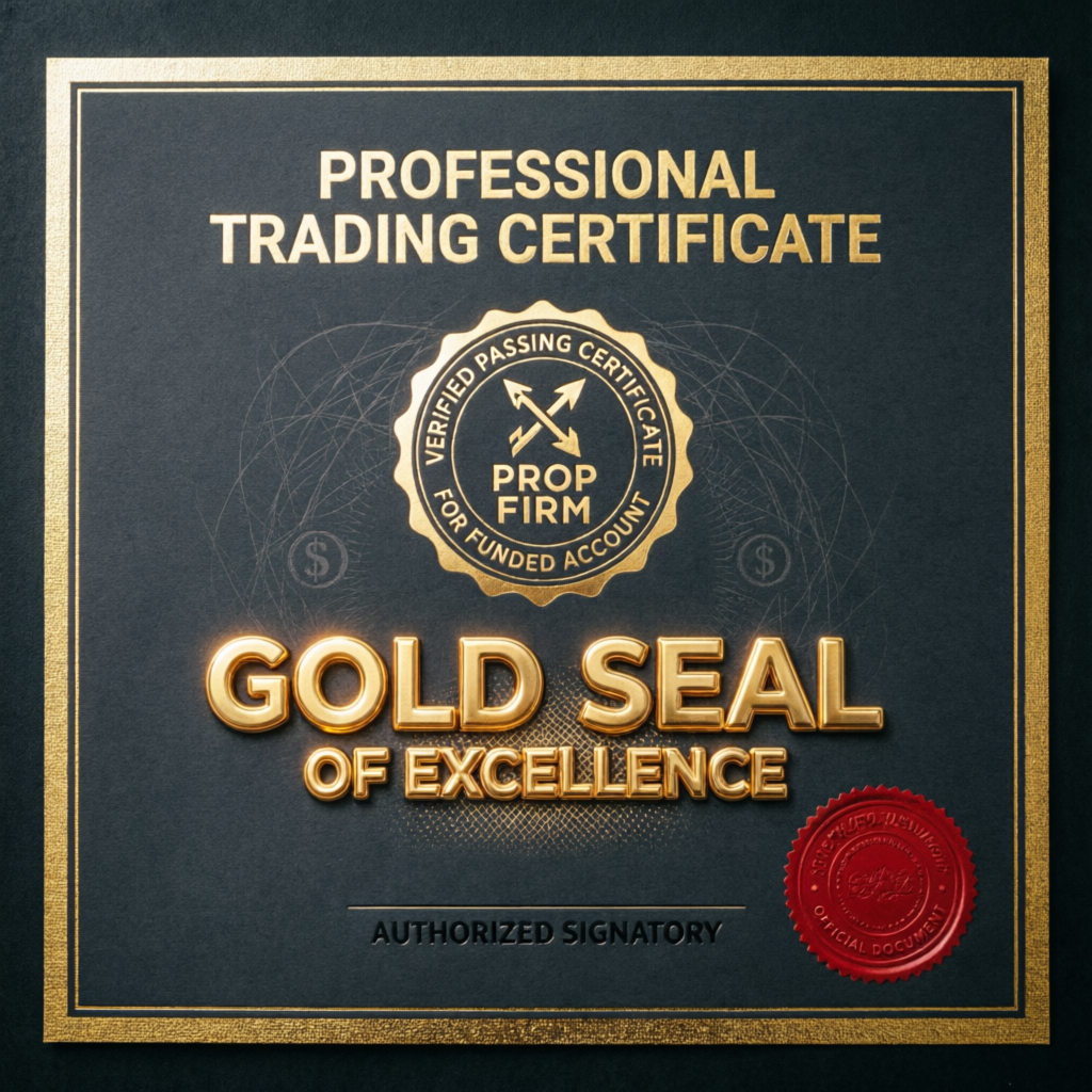 Professional Trading Certificate Gold Seal of Excellence for Prop Firm Challenge Completion