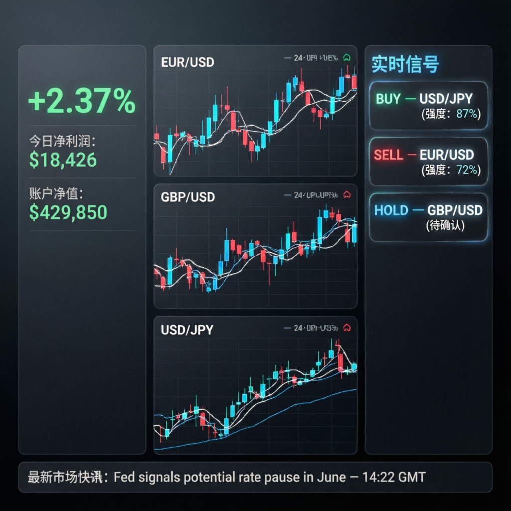TopOne Trader Professional Trading Dashboard Showing Multiple Currency Pairs and Real-Time Trading Signals