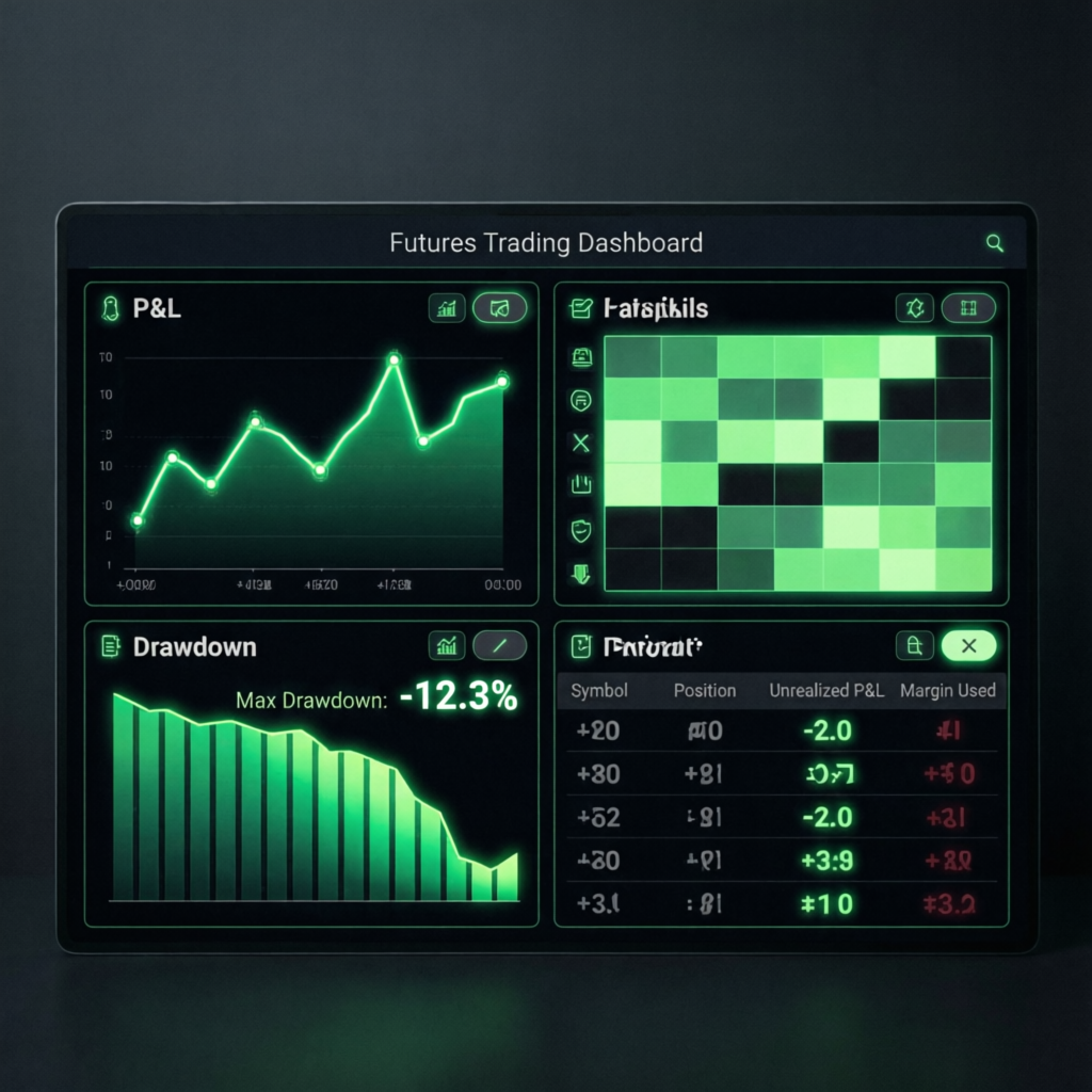 Topstep Trading Combine futures trading dashboard showing P&L and drawdown metrics