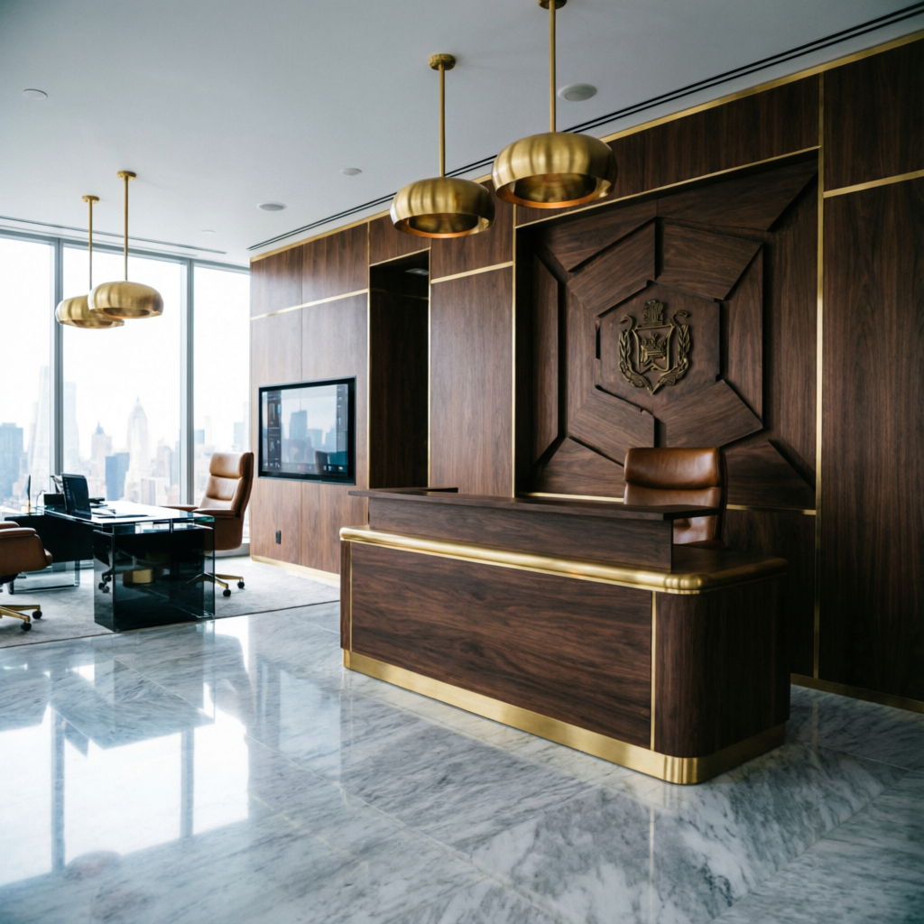 Luxury finance office interior representing Topstep corporate headquarters professionalism