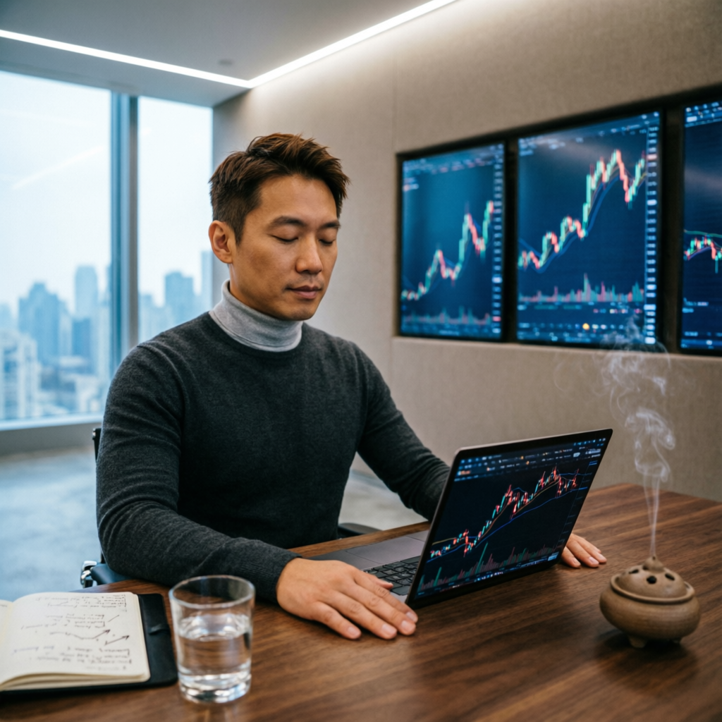 Focused trader practicing trading psychology and discipline