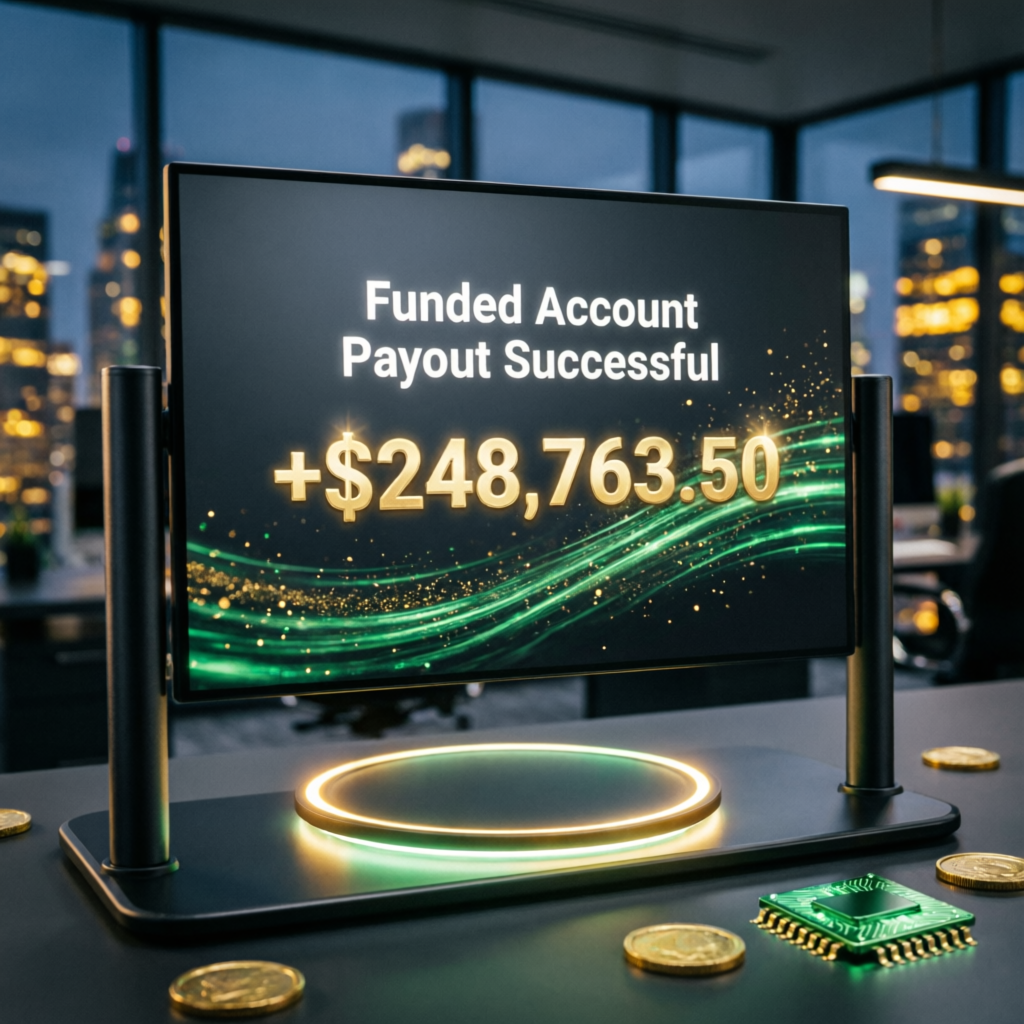 Funded account payout success showing large profit