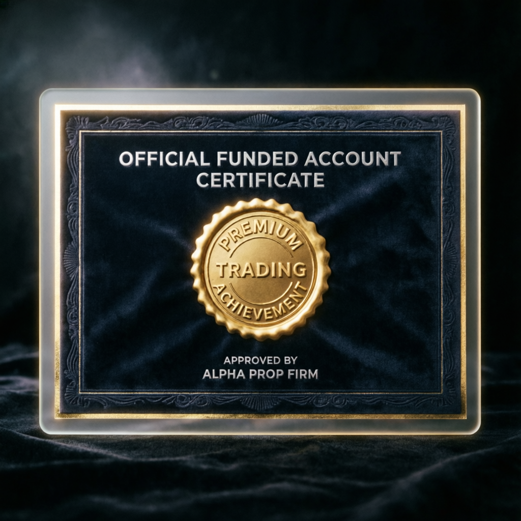 Official Funded Account Certificate with Premium Trading Achievement seal