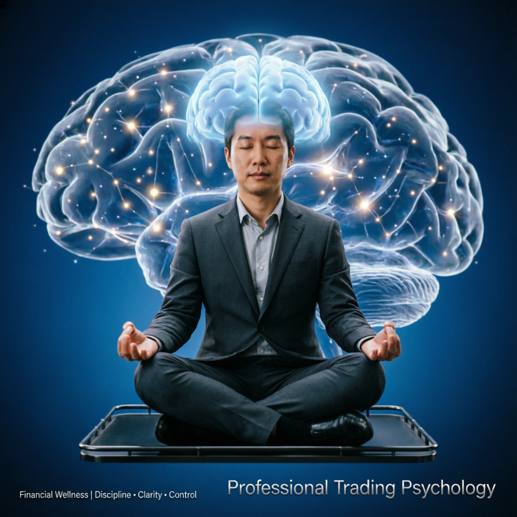 Professional trading psychology concept showing discipline and emotional control