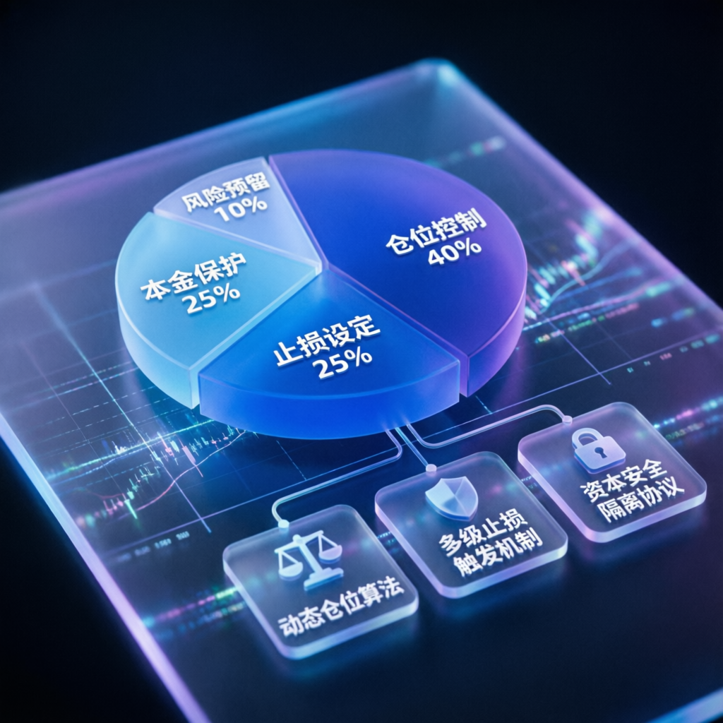 Risk management pie chart showing position sizing and capital protection strategies